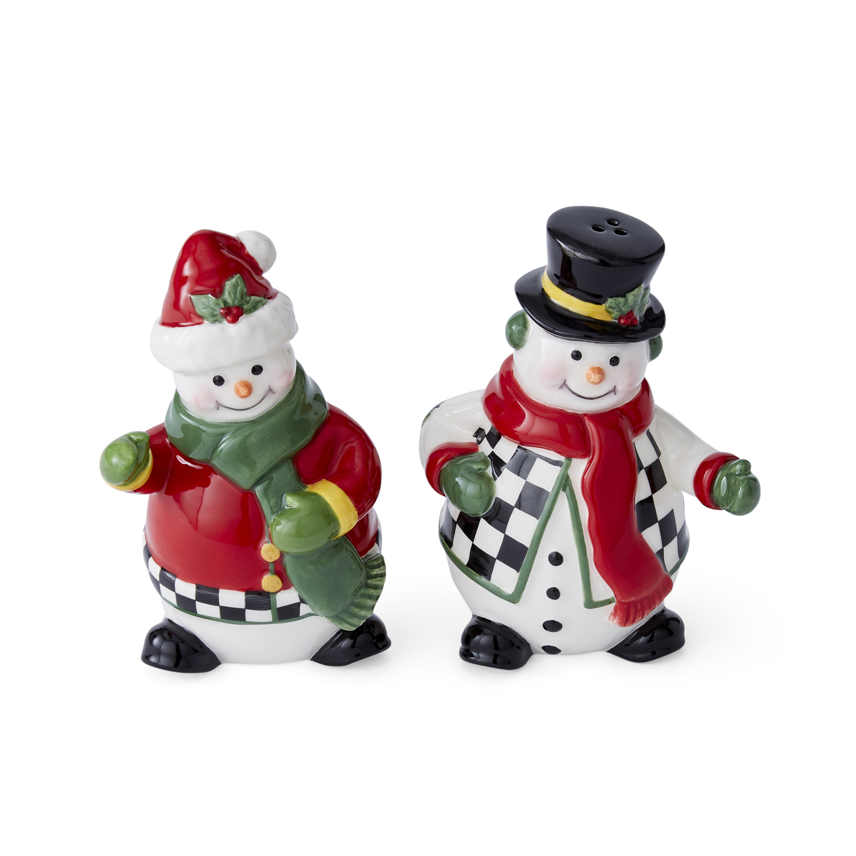 Christmas Tree Figural Snowman Salt and Pepper image number null